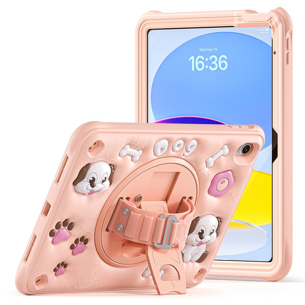 

For iPad (2025)/10.9 (2022) Case Kickstand Cute Dog PC+Silicone+TPU Tablet Cover A
