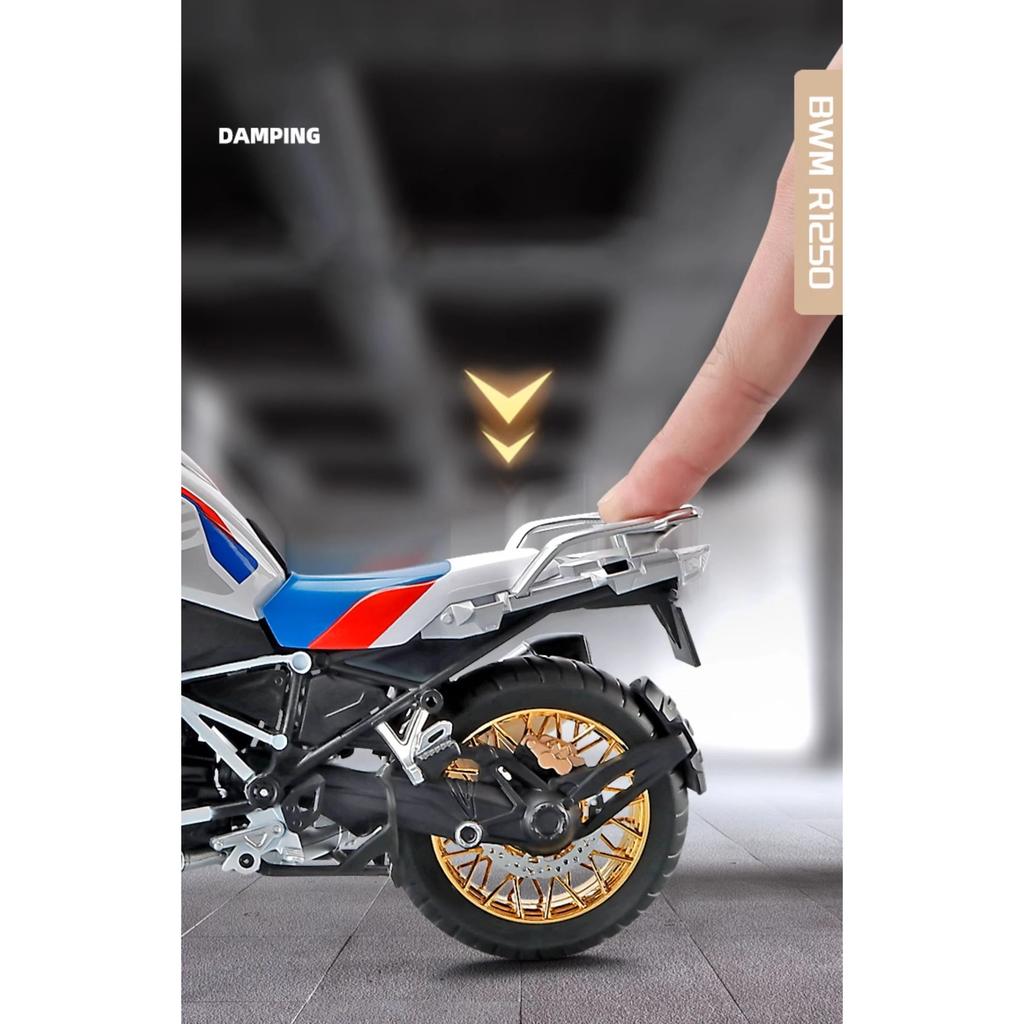 1/9 BWM R1250GS ADV Alloy Die Cast Motorcycle Model Toy Vehicle Collection Sound and Light Off Road Autocycle Toys Car
