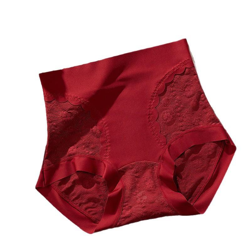 Ladies Spring and Autumn Sexy Lace Comfortable Breathable Long Crotch Lift Hip Belly High Waist Naked Sense No Scratch Briefs