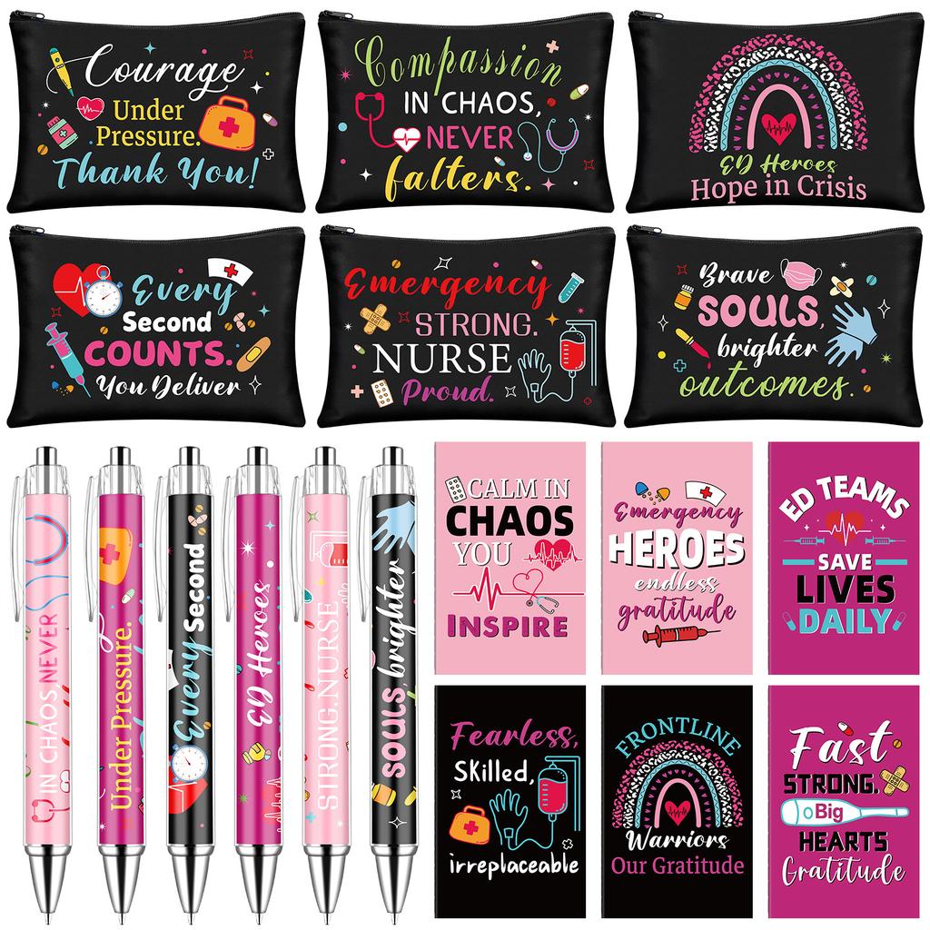 18Pcs Emergency Nurses Week Makeup Bags Gift With Nurses Pens&Notebooks