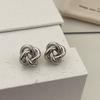 Vintage Metal Stud Earrings for Women Copper Gold Color Twist Ball Earrings Geometry Small Earrings Fashion Punk Zircon Brincos