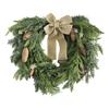 20 Inch Christmas Wreath for Front Door Real Touch Norfolk Pine Wreath with Cow Bell Pine Cones And Bow Faux Greenery Wreath