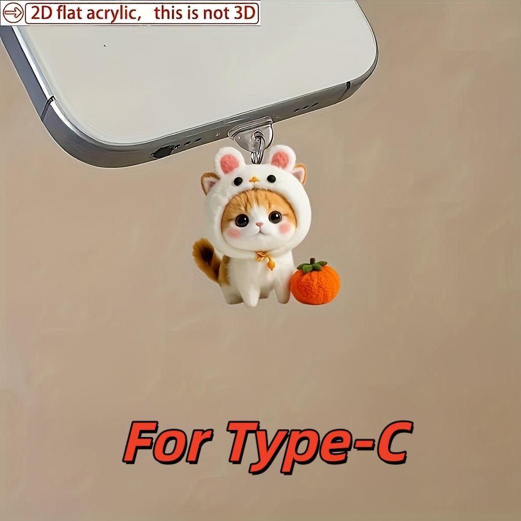 Niedlicher Staubschutzstecker für Handy in Hasen- und Katzenform, Anhänger aus Acryl-Staubschutzstecker für Handy, Schützt die Schnittstelle des Telefons und verleiht Persönlichkeit