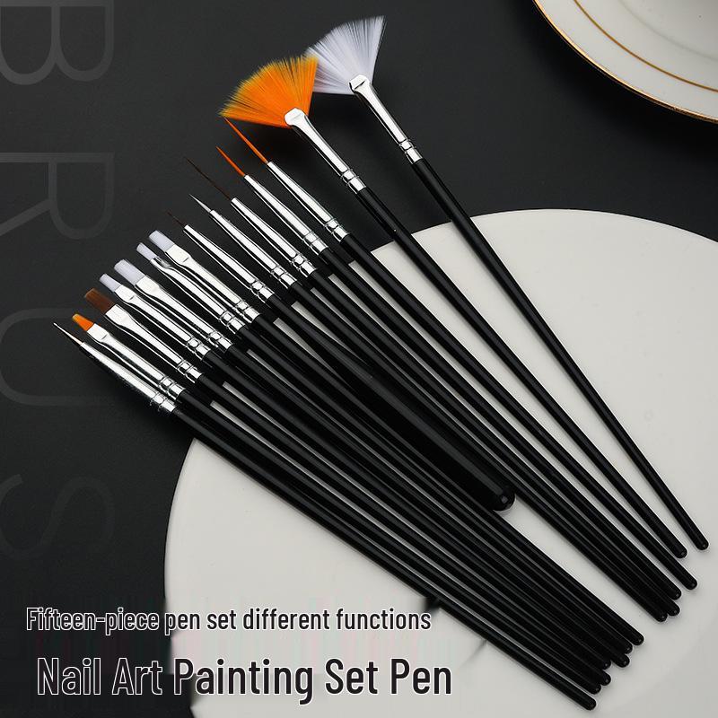 Nail Art Brush Set: 15-Piece Beginner Dotting & Painting Tools for Gel Polish