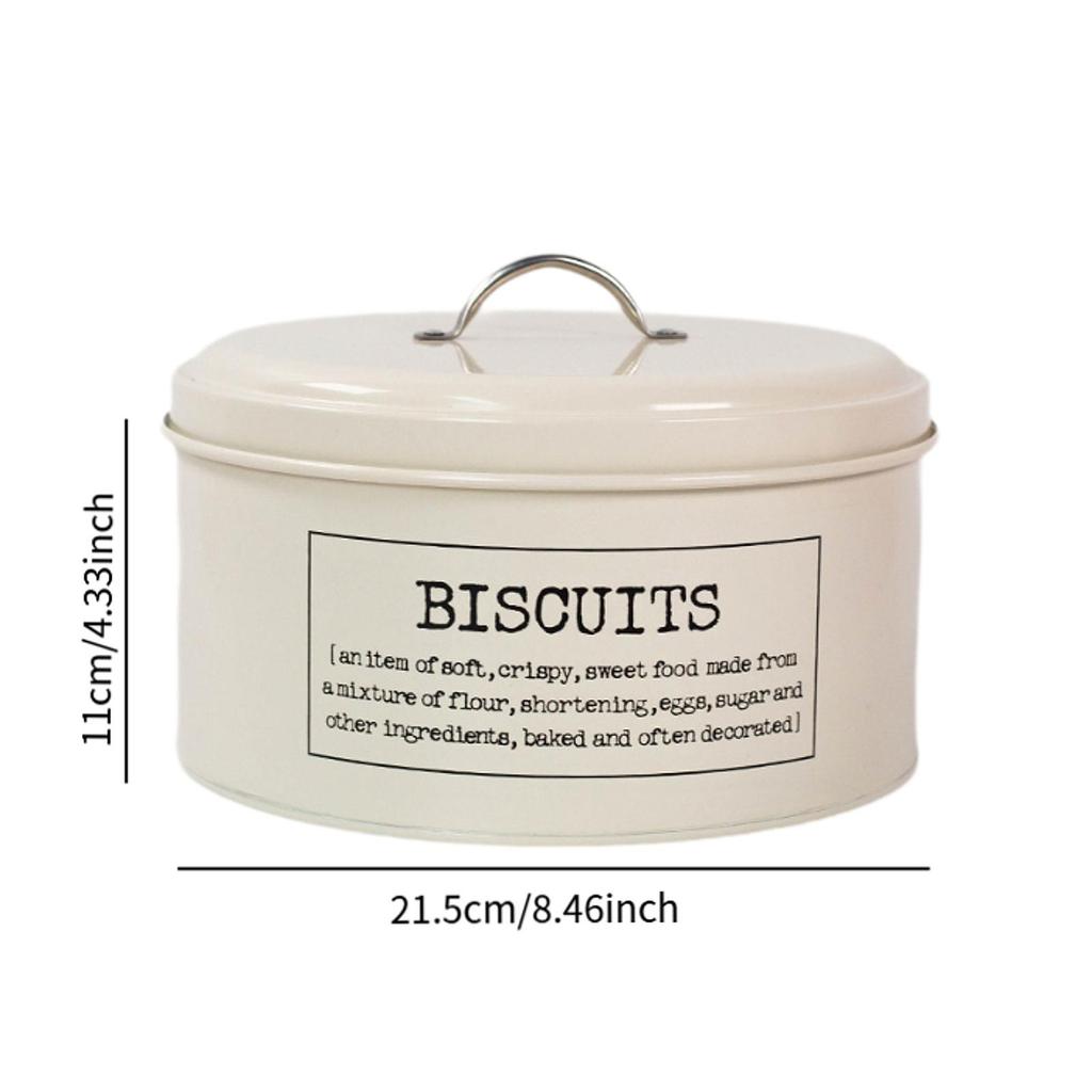 Recipiente de hojalata para bocadillos, recipiente para almacenar galletas, tapa hermética, cubo vintage de metal para galletas