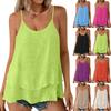 Canottiera Cami Casual da Donna Taglie Forti, Monocolore, Doppio Strato, Svasata, Spalline Sottili
