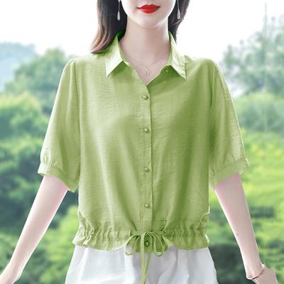 Elegant Ladies Shirts Shirt Women's Clothing Summer Belly-shading Blouse Fashion Temperament Small Shirt Short-sleeved Shirt Popular