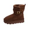 2025 winter two wear lapel thickened snow boots new thick-soled belt buckle thermal cotton shoes women's fluffy medium boots