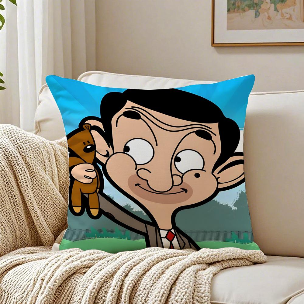

Funny Cartoon Characters Mr BeanForGrowth Cushion Cover Pillowcase Antidustmite living Room Sofa Decor Cushion Room 30X30cm