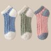 3Pairs Thickened Coral Fleece Socks Patchwork Warm Boat Socks Women Kawaii Floor Plush Socks  Winter