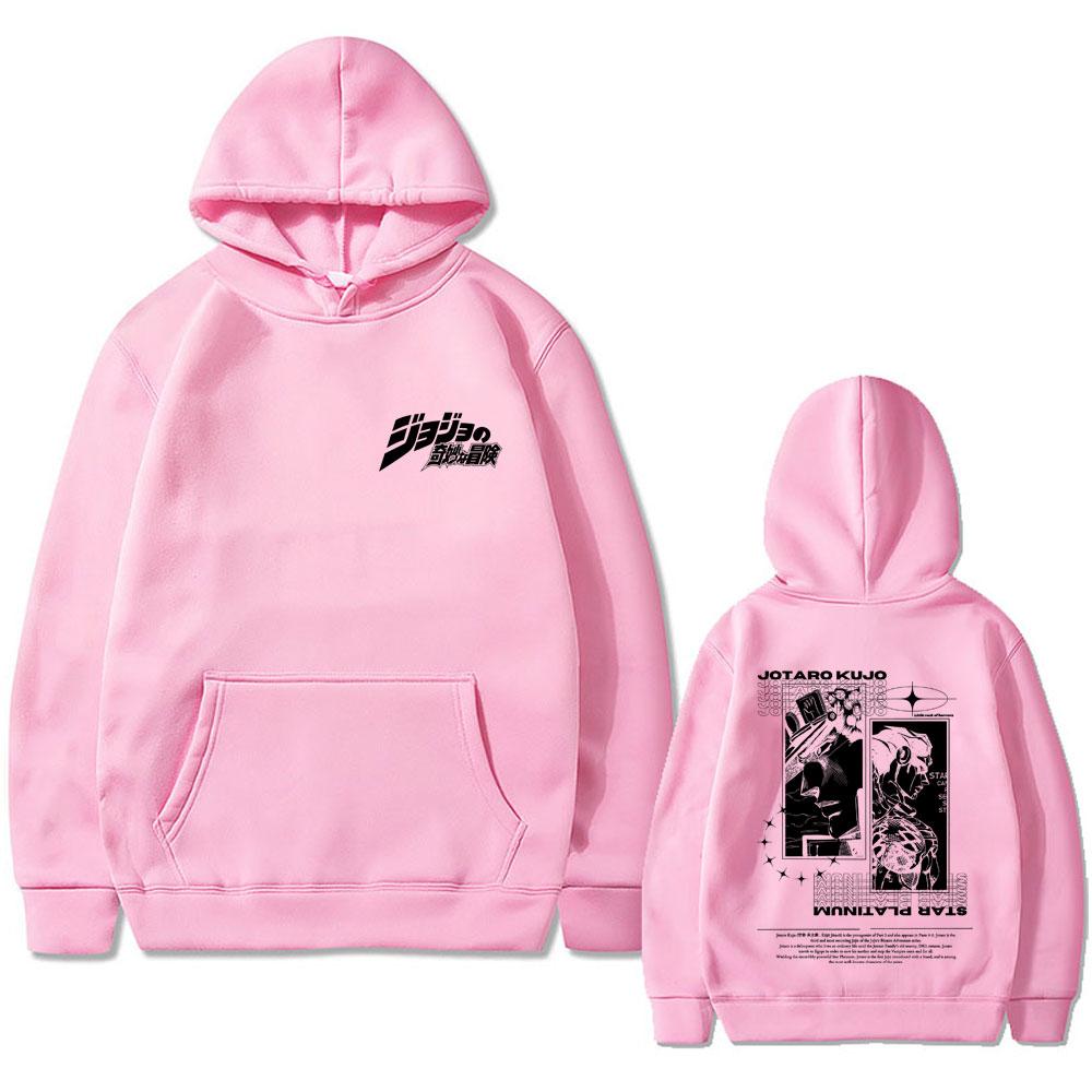 Anime JJoJo's Bizarre Adventure Kujo Jotaro Star Platinum Graphic Hoodie Men Women Casual Vintage Fleece Oversized Sweatshirt