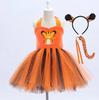 Baby Girls Halloween Animal Cosplay Costume Kids Forest Theme Giraffe Cows Tiger Leopard Zebra Print Tutu Dress Birthday Party
