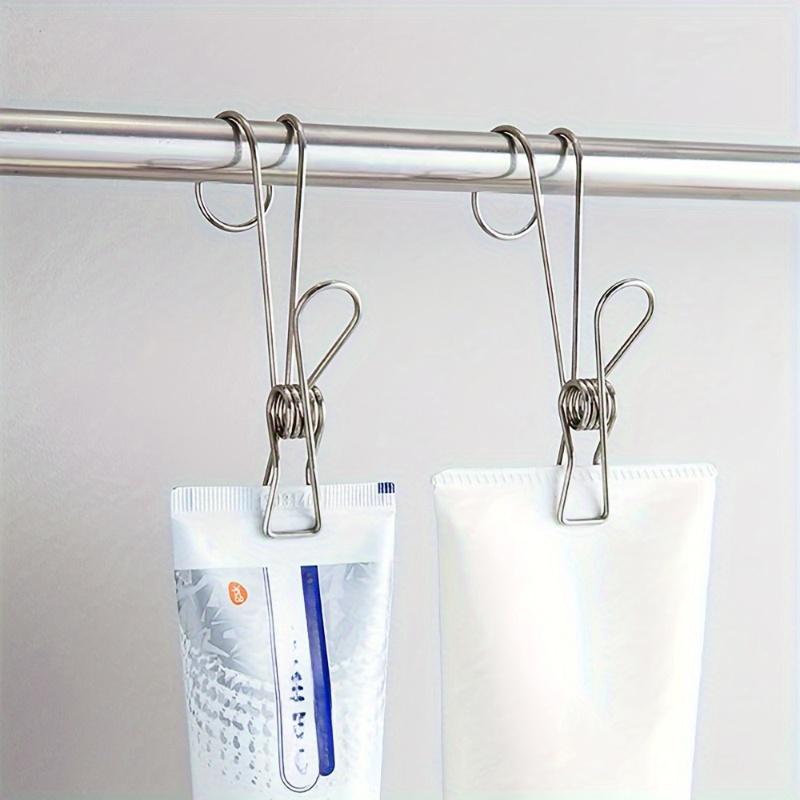 1Pcs Stainless Steel Long-Tail Clip Hooks Multi-Functional, Windproof Towel Hooks for Kitchen and Bathroom - Easy Installation