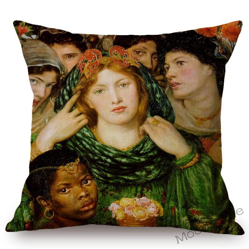 Uk British Artist Dante Gabriel Rossetti World Famous Oil Painting European Beauty Princess Sofa Pillow Case Linen Cushion Cover