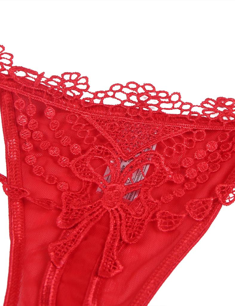 Sexy with Floral Plus Sizes Cute Mesh Beautiful Lingerie [comeondear] Women's T-Back Embroidery, (M, L, 2L, 3L), Underwear, Elegant, See-Through,