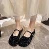 Women's Sequins Evening Wind Muller Flat Sandals 2025 New French Beautiful Baotou Half Slippers Women's Exterior Wear