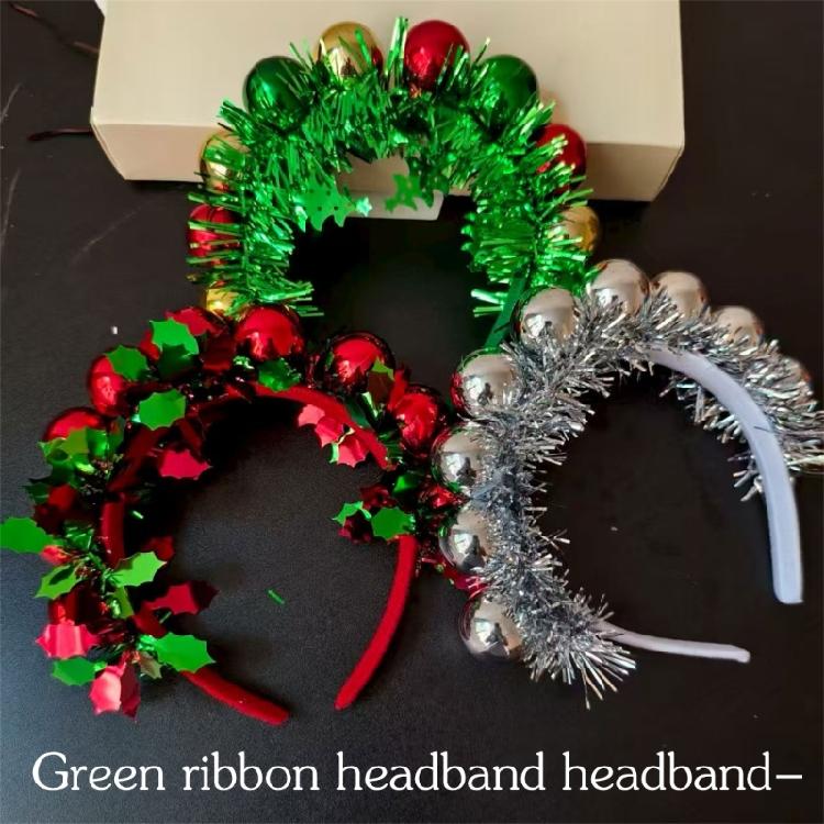 Holiday Hair Clip With Balls Accent, Christmas Hair Hoop Plastic Hair Ornament Hairband For Day Wear Celebration