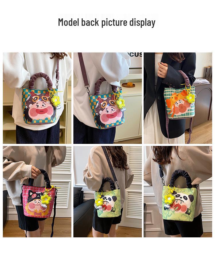 Damen Graffiti Illustration Schultertasche - Lustiges & Frisches Crossbody Bucket Design