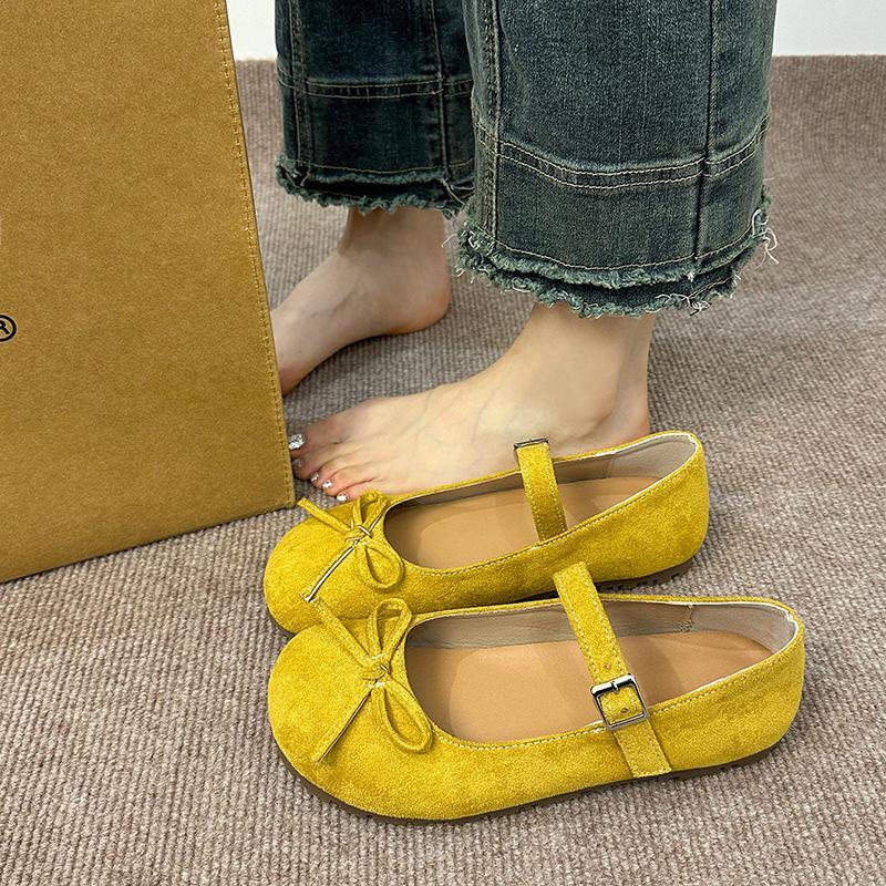 Bow shallow mouth word with Mary Jane shoes new retro flat ballet single shoes women