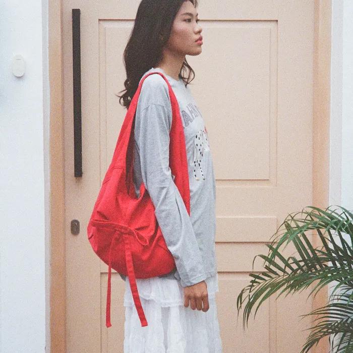 3rd Restock_Bow Canvas Bag - Strawberry Red