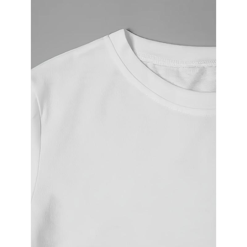 Mărimi europene Imprimeu text Tricou de damă cu gât rotund, mânecă scurtă, pentru primăvară/vară, Stil casual de stradă, Cadou de vacanță, Ținută pentru întâlnirea cu prietenii