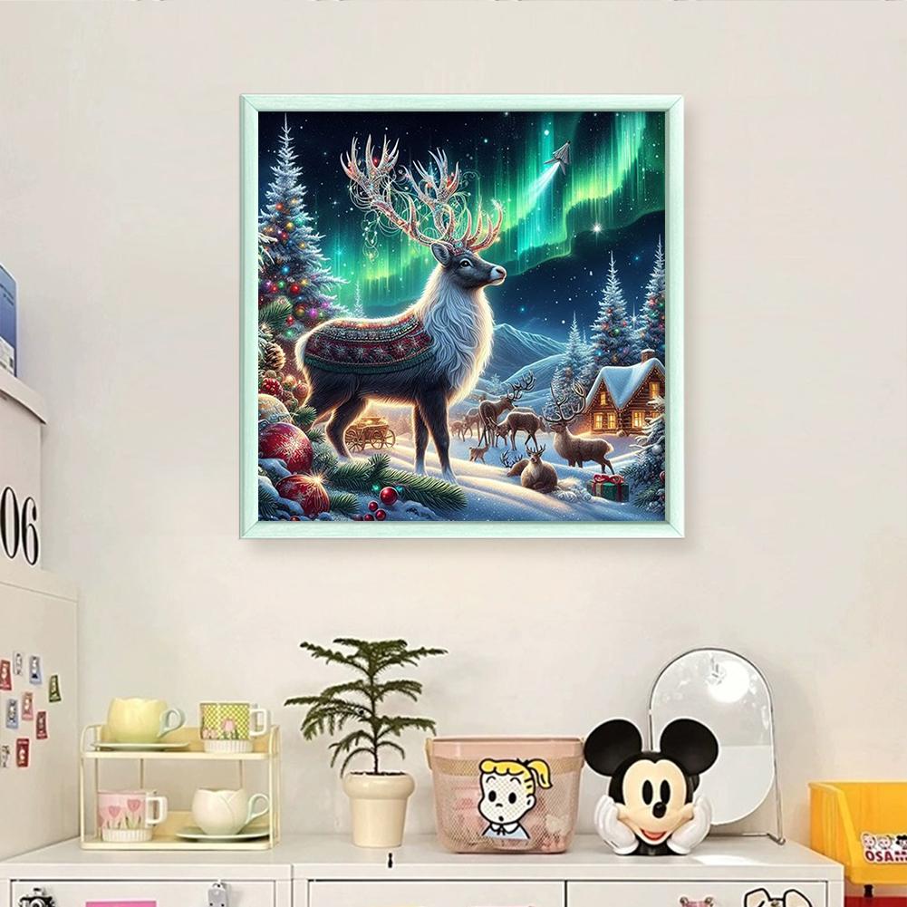 Full Embroidery cotton Thread 14CT Printed Aurora Elk Cross Stitch Kit Art
