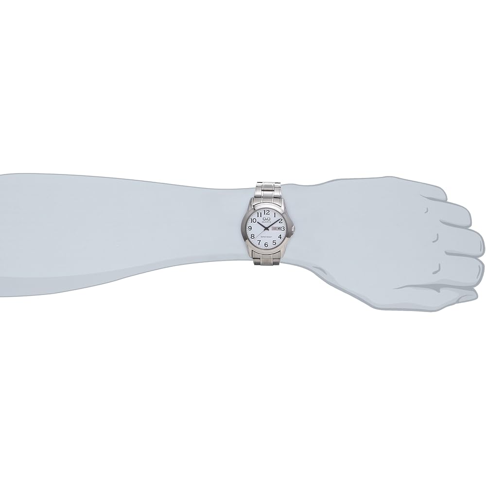 Citizen Q&Q Analog Waterproof Watch with Date and Day Metal Band A142-214 for Men Silver