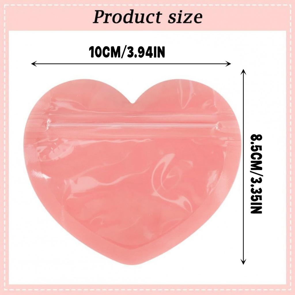 Cute PVC Heart-shaped Jewelry Pouch, Perfect For Valentine's Day Gift, Resealable Bag.