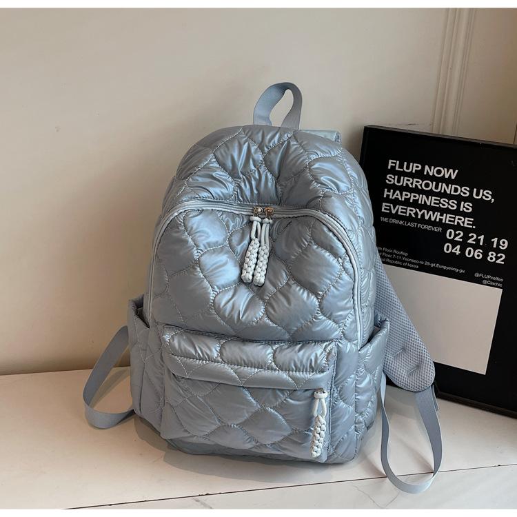 

New down cotton jacket backpack fashion rhombus student schoolbag new large capacity leisure travel backpack синий