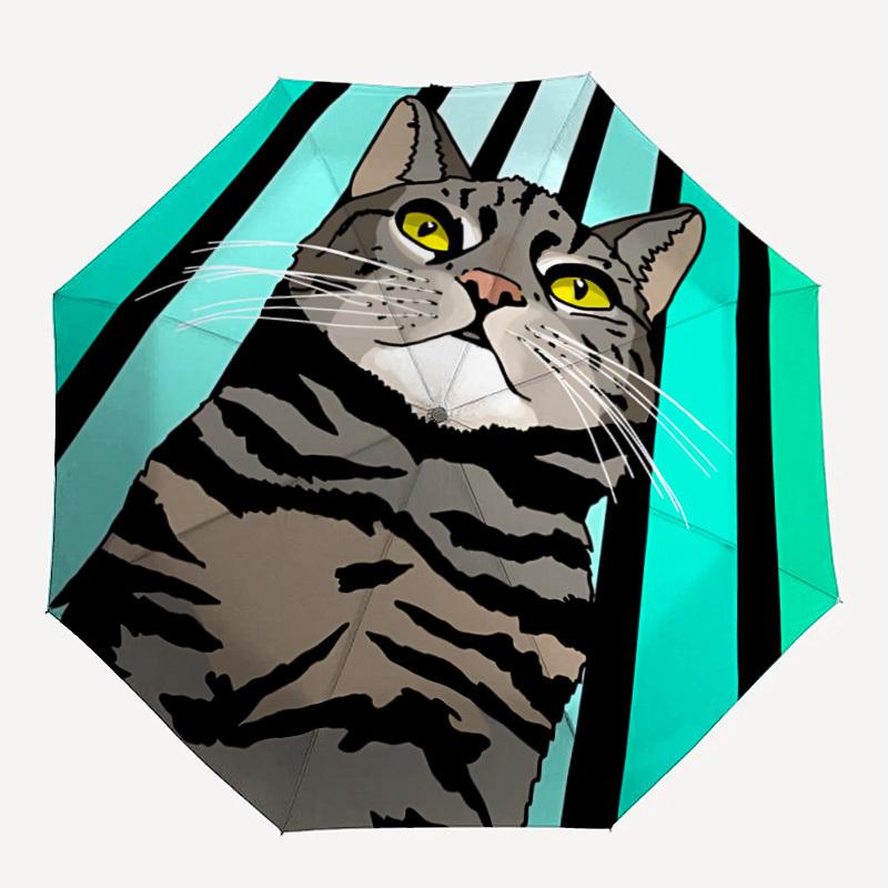 

1pc Cat Stripes Fashionable Automatic Opening/Closing Folding Umbrella with 8 Bones, Windproof Portable, Daily Use78