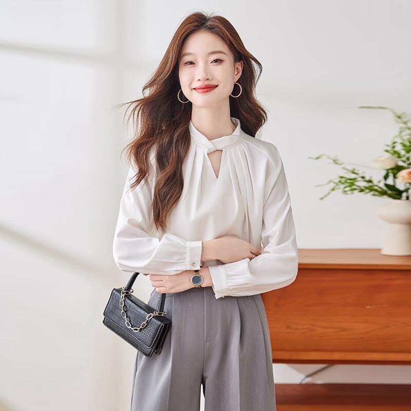 Women's Elegant Satin Long-Sleeve Blouse