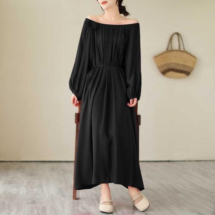 

Платье до колена свободного кроя One size чёрный