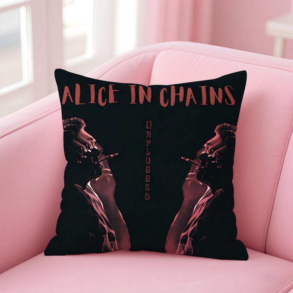 A-Alice In Chains Band Cushion Cover Comfortable Reversible Pillow Cover Ideal For Car Sofa Bedroom & Beyond