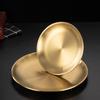 Golden Round Stainless Steel Barbecue & Dinner Plate Tray