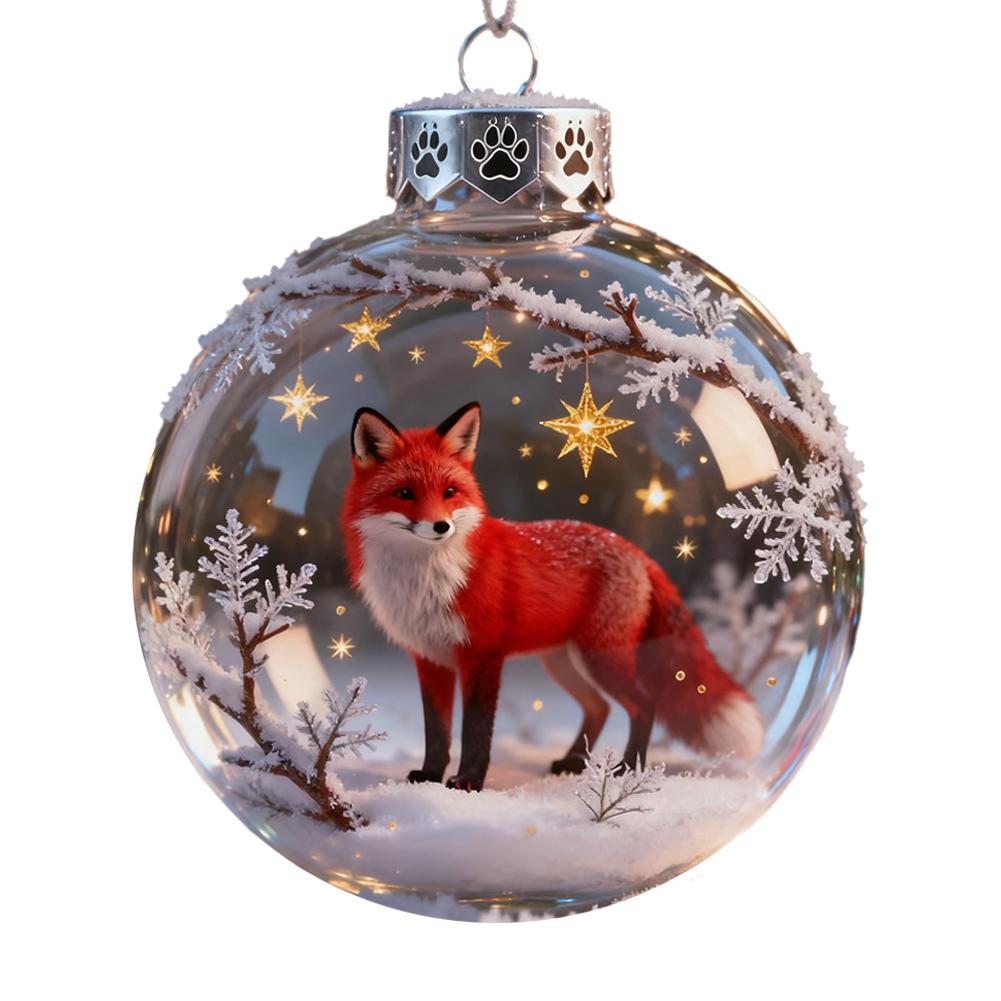 3D Crystal Ball, Wildlife Wonders Ornament Collection Set,2D Forest Animal Christmas Tree Pendant Festive Atmosphere Decoration