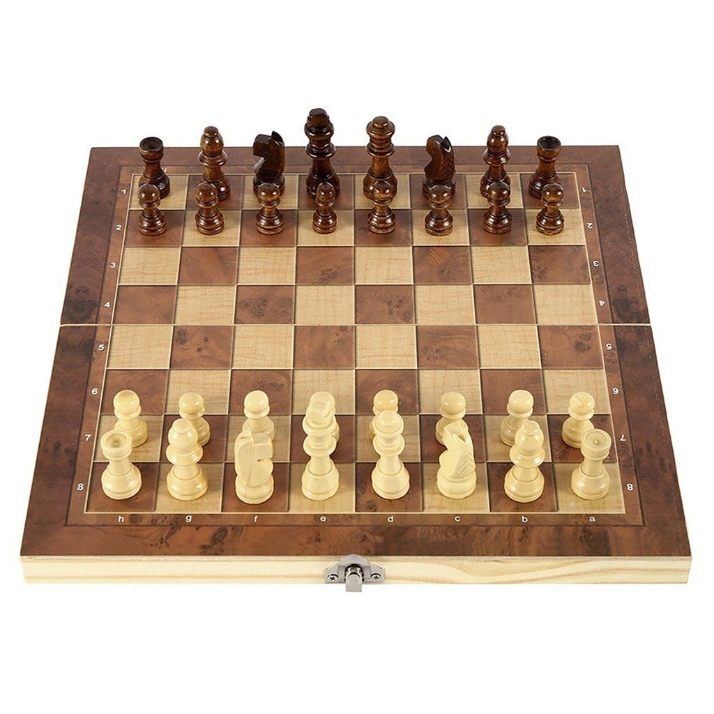 Chess Set - Handmade Wooden Fold Away Board Quality Travel Handmade Wooden Pieces Chess Set With Clasp Closure Complete Outstanding Gifts