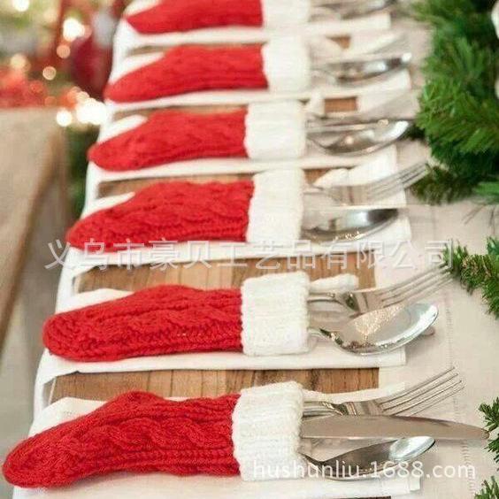 Festive Knitted Christmas Stockings & Ornaments Set