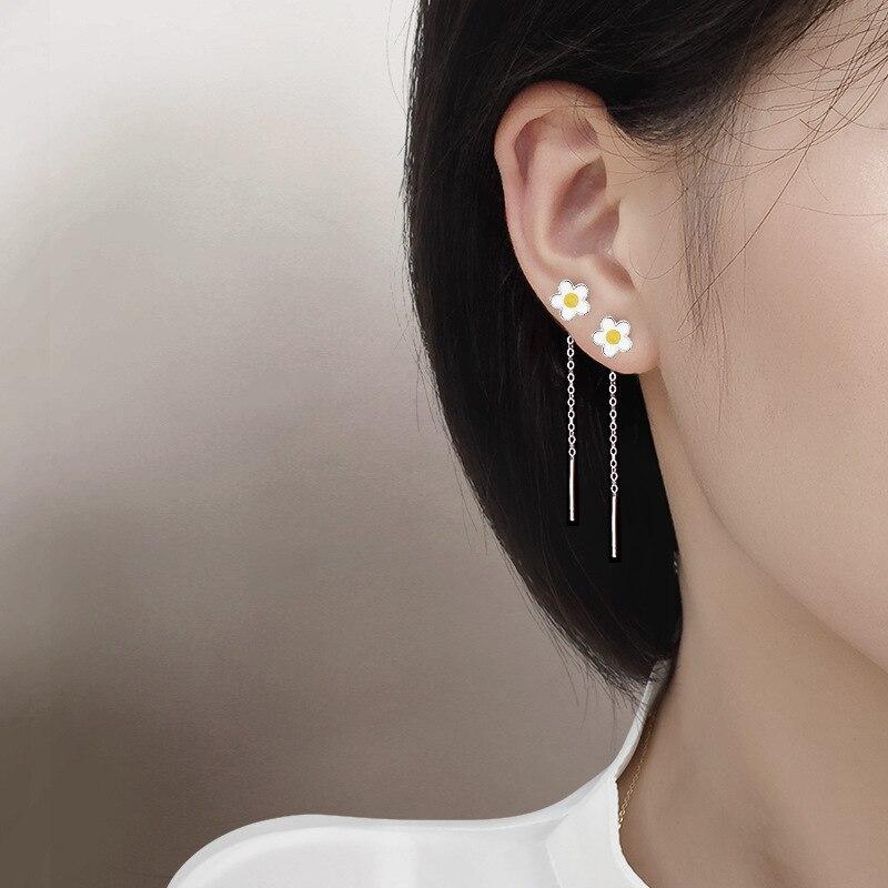 925 Sterling Silver Flower Stud Earring for Women Girls Wedding Jewelry Pendientes Accessories Eh517
