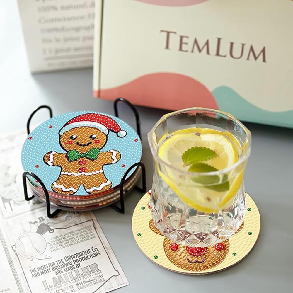 8 sztuk/zestaw podkładek z motywem świątecznym malowanych diamentami, podkładki DIY z uchwytami, odpowiednie dla początkujących i dorosłych, artykuły plastyczne i rękodzielnicze prezenty