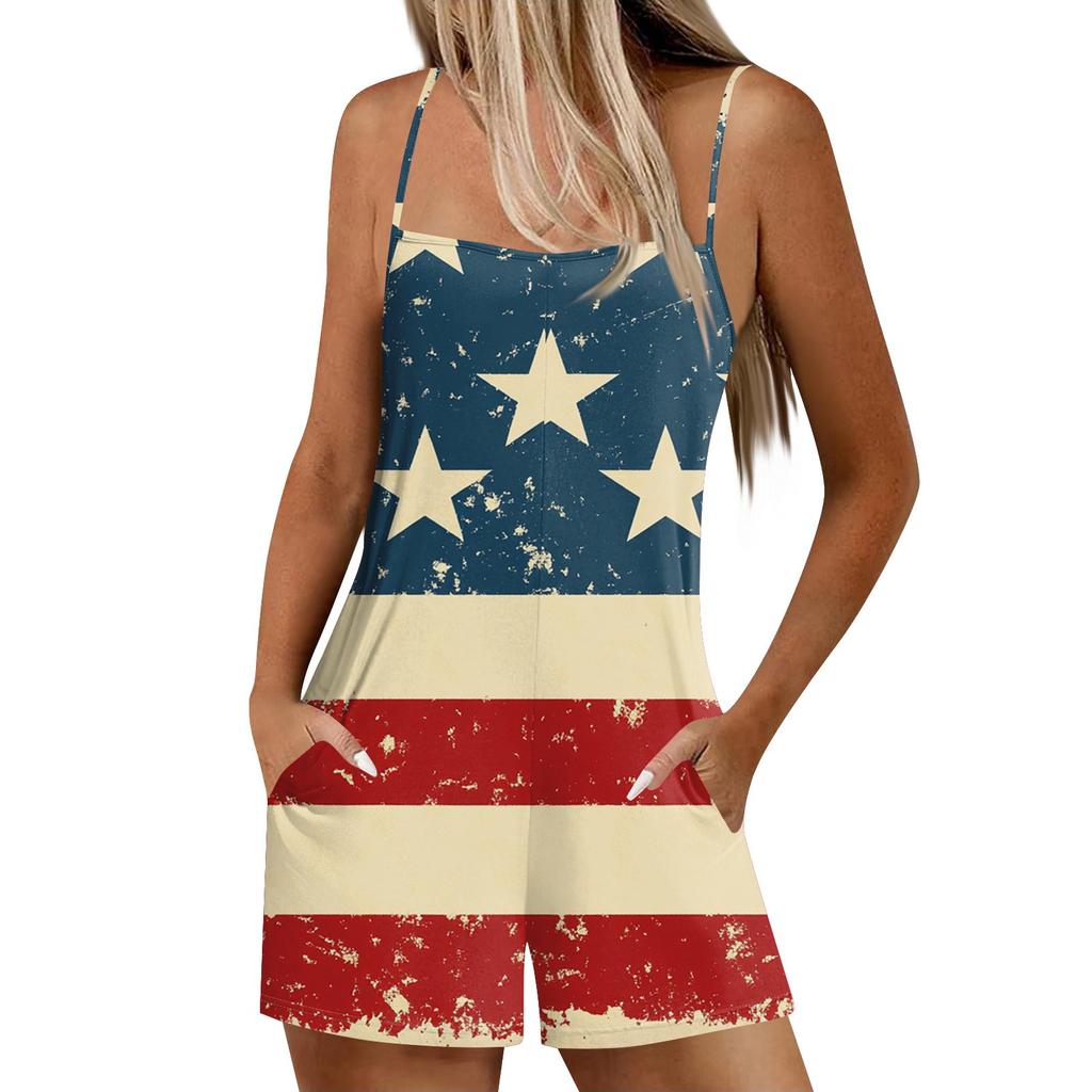 Damen Lässige Und Modische Ärmellose Camisole Mit Tasche Jumpsuit Shorts Jumpsuit Shorts