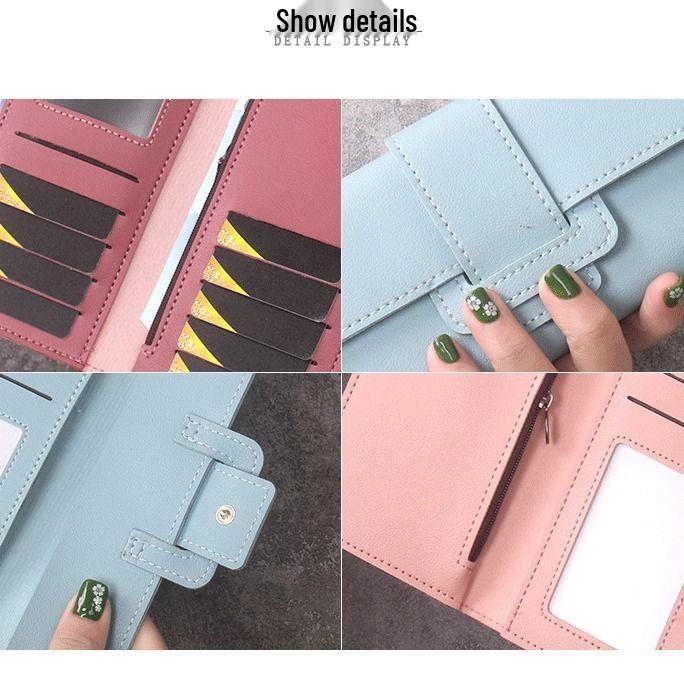 Women's Tri-fold Fashion Wallet - Long, Simple, Multifunctional with Buckle, Coin Purse & Card Holder