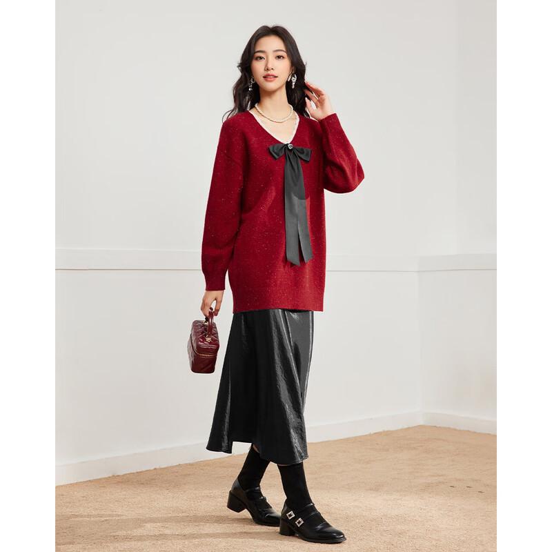 IEF Korean Style Bow V-Neck Knit Top