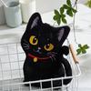 Thickened Cartoon Black Cat Hand Towel Cute Lucky Cat Plush Absorbent Towel Black Cat Strong Absorbent Hand Towel