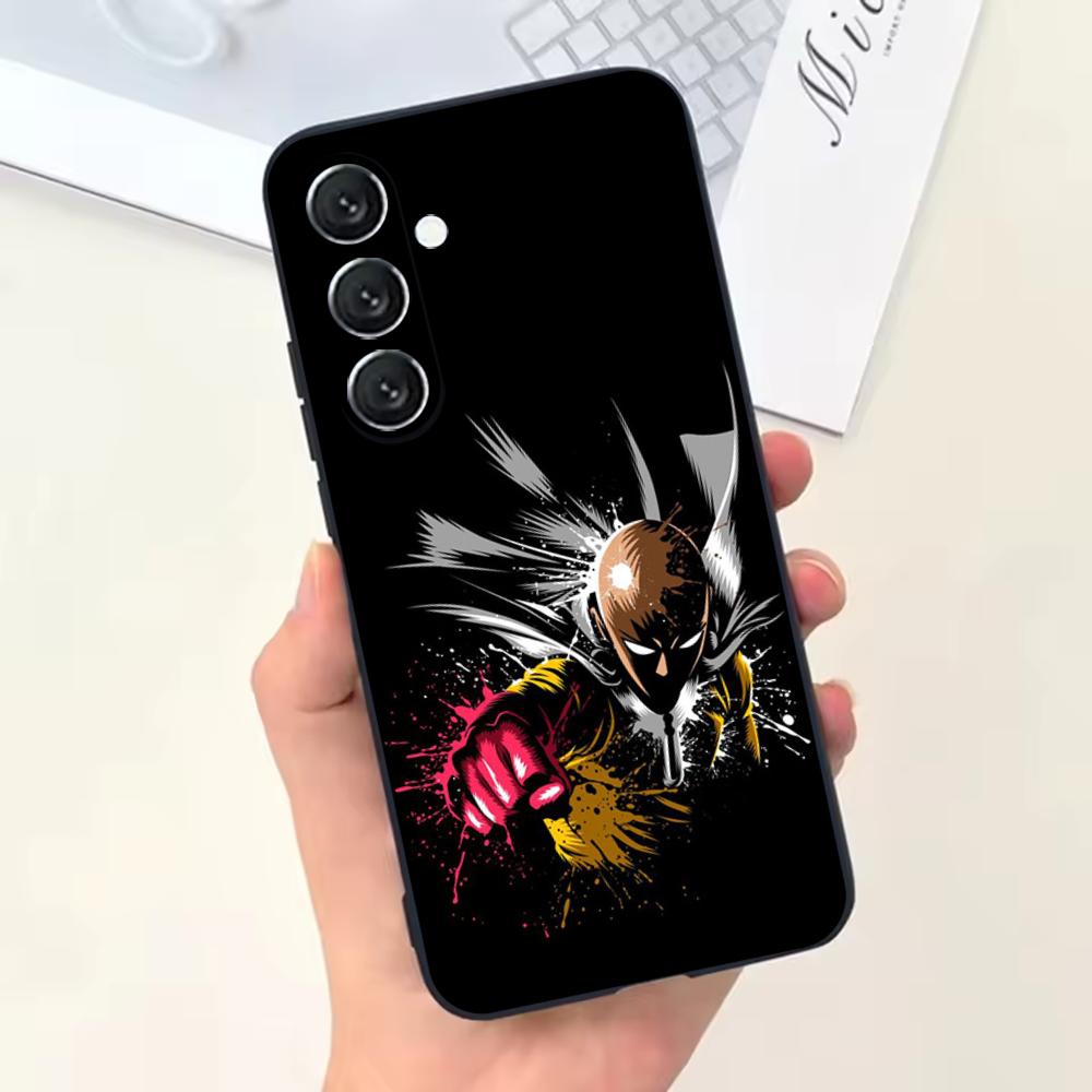 One P-Punch Man Saitama Phone Case For Samsung Galaxy A13,A21s,A22,A31,A32,A52,A53,A71,A80,Soft Black Shell