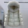 Women Fur Collar Down Jacket  Hood Autumn Winter Warm Casual A Lined Warm Outwear Cape