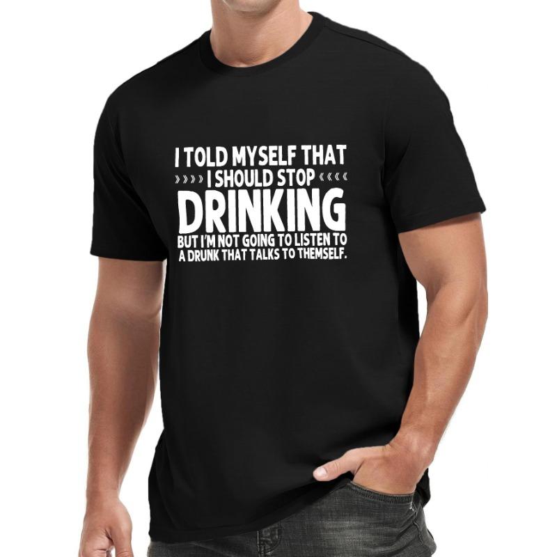 European Size [Fashion Tee] Spring Summer Fashion I SHOULD STOP Print Men's Round Neck Short Sleeve Tee | Regular Fit T-Shirt Top For Holiday