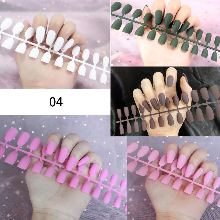 5pcs/box Quick Nails DIY Matte Ballet False Nails Solid Color Finished Nail Art Wear Matte Nail Art  Press On Nail