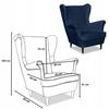 Bella Wing Chair with Footstool Scandinavian Family Meble Navy Blue