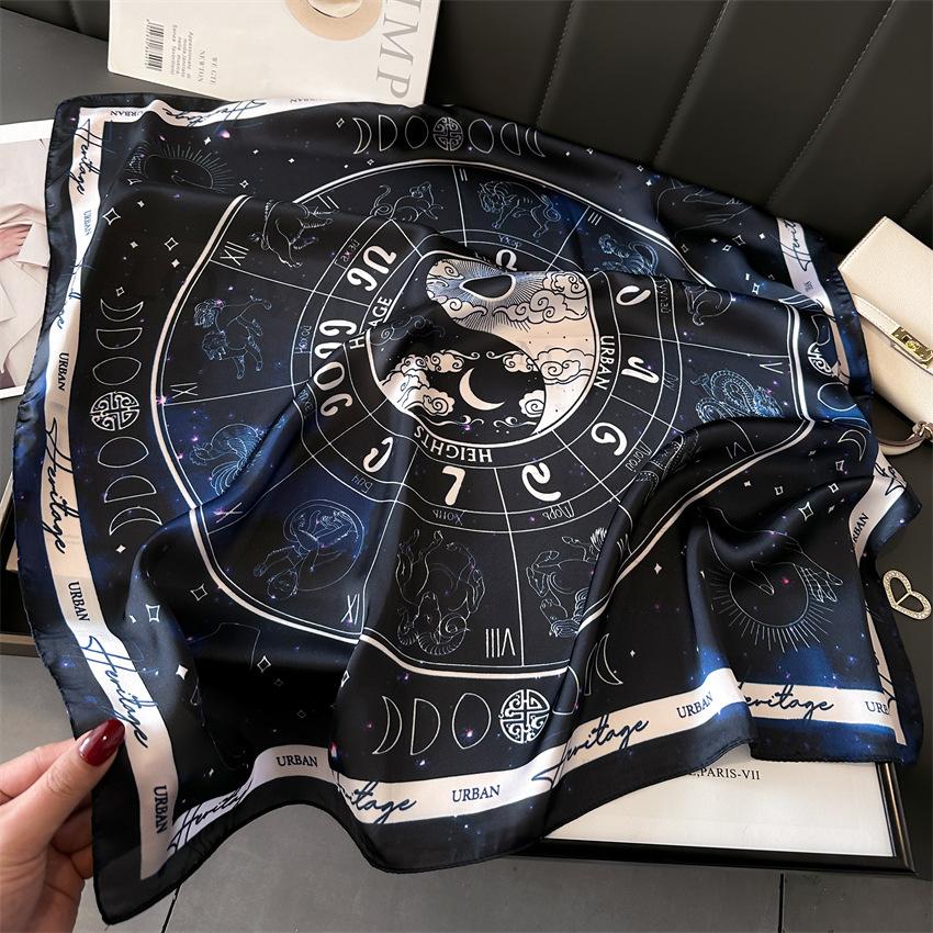 Luxury New Astrolabe Print Scarves Women's Silk Scarf Bandana Decorations Small Neckties Hairbands Bags