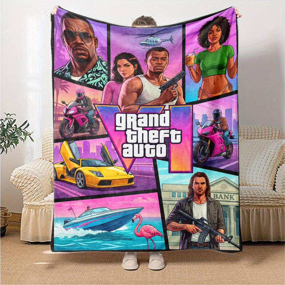 Grand Theft Auto Decke Weich & Gemütlich Großartig für Sofa Sessel Büro für Alle Jahreszeiten Verspieltes Design Perfektes Geschenk für Verwandte und Freunde